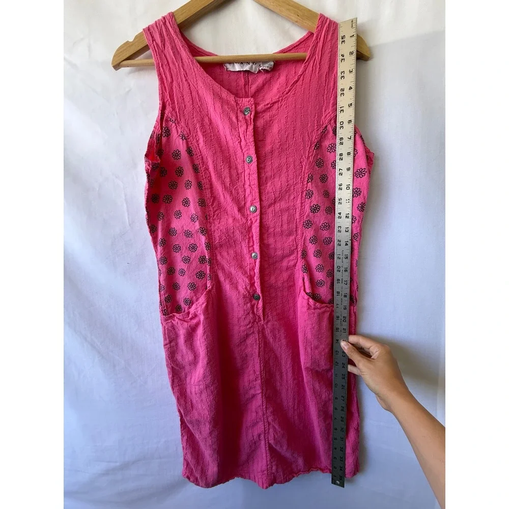 Gitano Womens Hot Pink Cotton Button Front Floral Pocket Mini Dress Size M